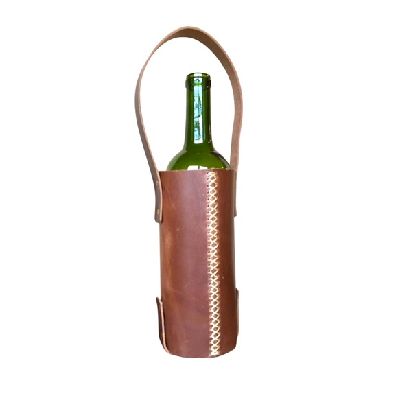 Leather Bottle Holder Tote - Picture 3 of 10